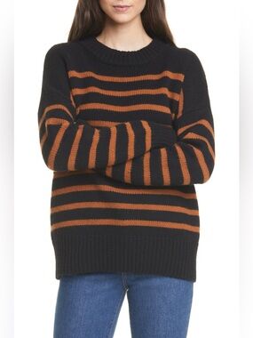 La Ligne Marin Wool & Cashmere Sweater black brown stripe